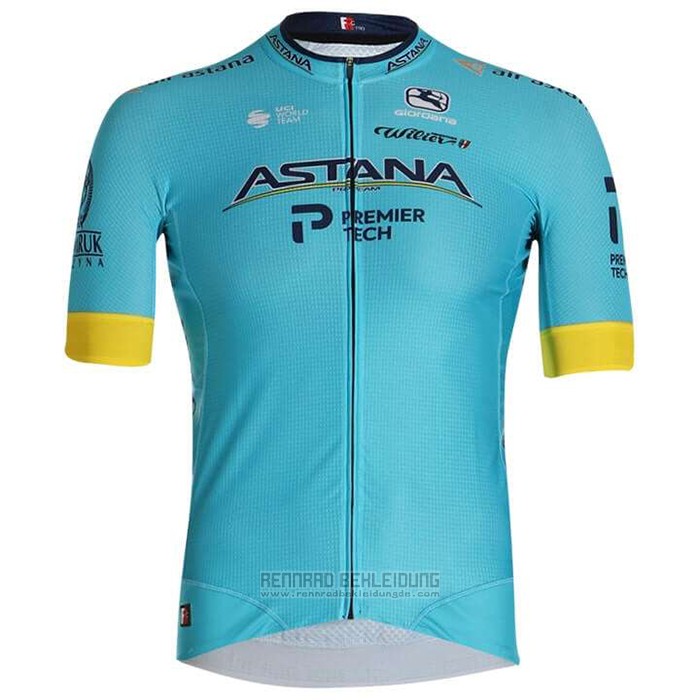 2020 Fahrradbekleidung Astana Gelb Blau Trikot Kurzarm und Tragerhose - zum Schließen ins Bild klicken